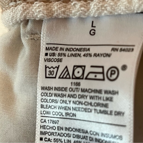 OLD NAVY Linen Blend Wide Leg Pants Women's Size L Grey Multi Stripe Beach BOHO - Picture 13 of 16
